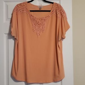 Coral plus size lace tee